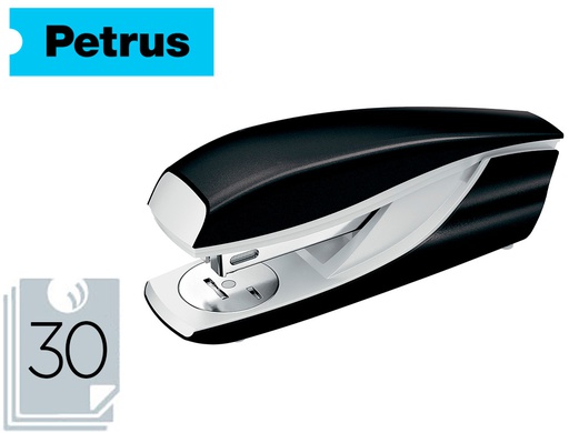 [623375] GRAPADORA PETRUS 635 WOW NEGRA METALIZADA CAPACIDAD 30 HOJAS