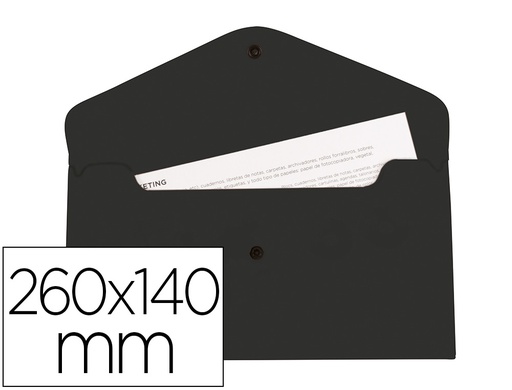 [DS80] CARPETA LIDERPAPEL DOSSIER BROCHE POLIPROPILENO TAMA O SOBRE AMERICANO 260X140 MM NEGRO OPACO