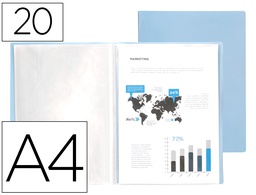 [EC70] CARPETA LIDERPAPEL ESCAPARATE 20 FUNDAS POLIPROPILENO DIN A4 CELESTE OPACO