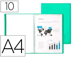 [EC60] CARPETA LIDERPAPEL ESCAPARATE 10 FUNDAS POLIPROPILENO DIN A4 VERDE TRANSLUCIDO