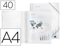 [EC55] CARPETA LIDERPAPEL ESCAPARATE CON ESPIRAL 40 FUNDAS POLIPROPILENO DIN A4 TRANSPARENTE
