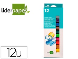 [TP72] TEMPERA SOLIDA EN BARRA LIDERPAPEL ESCOLAR 10 GR CAJA DE 12 COLORES SURTIDOS