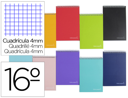 [BQ07] CUADERNO ESPIRAL LIDERPAPEL BOLSILLO DIECISEIAVO APAISADO WITTY TAPA DURA DURA 80H 60 GRCUADRO 4 MM COLORES STDOS.