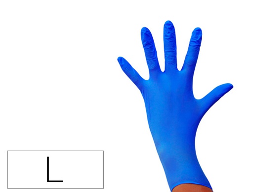 [61704] GUANTES DE NITRILO DESECHABLE SENSITIVE SIN POLVO TALLA L GRANDE COLOR AZUL CAJA DE 100 UNIDADES