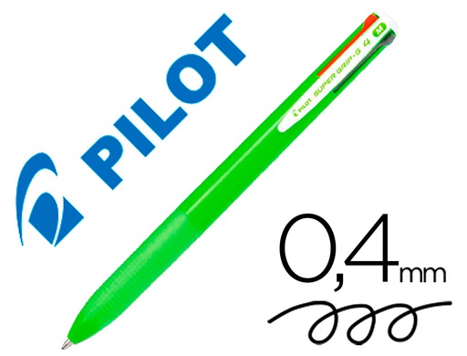 [NSG4VC] BOLIGRAFO PILOT SUPER GRIP G 4 COLORES RETRACTIL SUJECION DE CAUCHO TINTA BASE DE ACEITE CUERPO COLOR VERDE