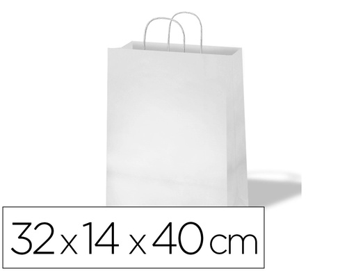 [02104013] BOLSA KRAFT BASIKA CELULOSA BLANCO 90 GR ASA RETORCIDA TAMAÑO \"L\" 320X140X400 MM