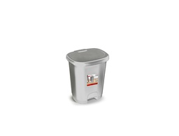 [1230712] PAPELERA CONTENEDOR PLASTICFORTE PLASTICO CON TAPADERA Y PEDAL 18 LITROS COLOR PLATA 330X280X405 MM