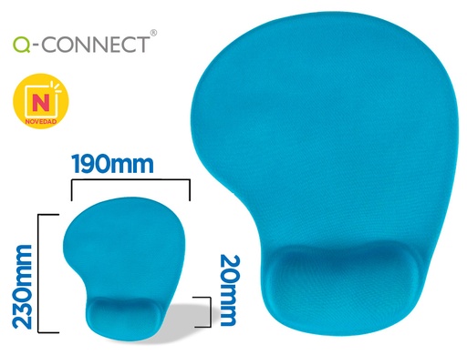 [KF17226] ALFOMBRILLA PARA RATON Q-CONNECT REPOSAMUÑECAS DE GEL COLOR TURQUESA 190X230X20 MM