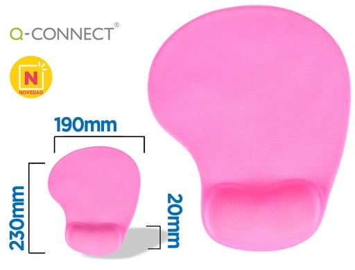 [KF17225] ALFOMBRILLA PARA RATON Q-CONNECT REPOSAMUÑECAS DE GEL COLOR ROSA 190X230X20 MM