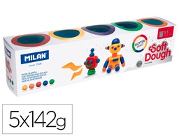 [913505G] PASTA MILAN PARA MODELAR SOFT DOUGH GLITTER CAJA DE 5 BOTES COLORES SURTIDOS 142 G