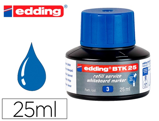 [BTK25-03] TINTA ROTULADOR EDDING PIZARRA BLANCA BTK-25 COLOR AZUL BOTE 25 ML