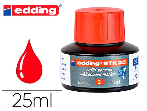[BTK25-02] TINTA ROTULADOR EDDING PIZARRA BLANCA BTK-25 COLOR ROJO BOTE 25 ML