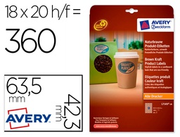 [L7103-20] ETIQUETA ADHESIVA AVERY KRAFT EFECTO CARTON OVALADA REMOVIBLE PARA IMPRESORA LASER INYECCION TINTA