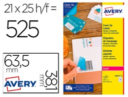 [L4613-25] ETIQUETA ADHESIVA AVERY PERMANENTE PARA IMPRESORA LASER BLANCA 63,5X38,1 MM CAJA DE 525 UNIDADES