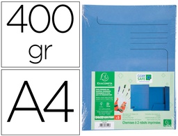 [33122E] SUBCARPETA CARTULINA EXACOMPTA CLEAN SAFE DIN A4 CON 2 SOLAPAS AZUL 400 GR PAQUETE DE 5 UNIDADES