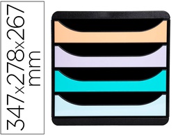[3104296D] FICHERO DE CAJONES SOBREMESA EXACOMPTA BIG-BOX AQUAREL NEGRO 4 CAJONES COLORES PASTEL GLOSSY