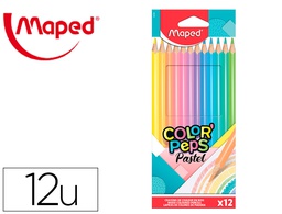 [832069] LAPICES DE COLORES MAPED COLOR PEPS CAJA DE 12 COLORES PASTEL SURTIDOS