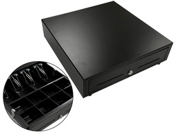 [HS410B2N] CAJON PORTAMONEDAS NEGRO 410X415X110 8 MONEDEROS 5 BILLETEROS APERTURA ELECTRICA