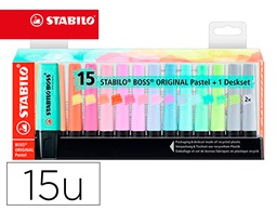 [7015-02-5] ROTULADOR STABILO BOSS FLUORESCENTE 70 PASTEL DESKSET ESTUCHE DE 15 UNIDADES COLORES SURTIDOS