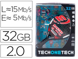 [TEC5046-32] MEMORIA USB TECH ON TECH RAQUETA PADEL ROJA 32 GB