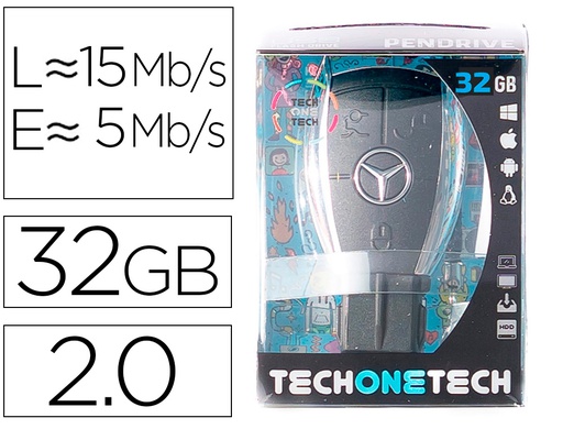 [TEC5002-32] MEMORIA USB TECH ON TECH LLAVE MERCEDES 32 GB