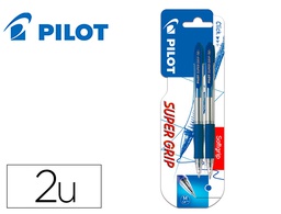 [BSGAA] BOLIGRAFO PILOT SUPER GRIP AZUL RETRACTIL SUJECION DE CAUCHO TINTA BASE DE ACEITE EN BLISTER DE 2 UNIDADES