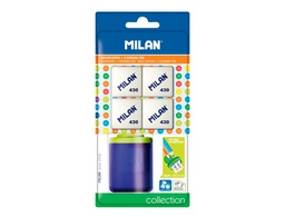 [BYM10273] SACAPUNTAS MILAN COLLECTION PLASTICO 2 USOS + 4 GOMAS 430