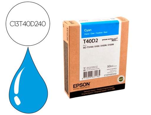 [C13T40D240] INK-JET EPSON ULTRACHROME XD2 CIAN T40D240 SC-T3100/SC-T5100 50 ML