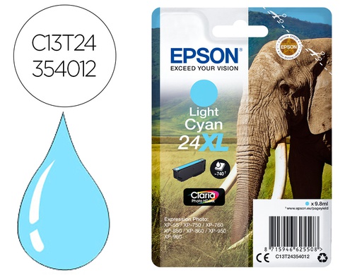 [C13T24354012] INK-JET EPSON CLARIA PHOTO HD INK CIAN CLARO 24XL EXPRESSION PHOTO XP-950