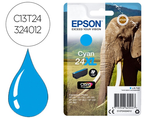 [C13T24324012] INK-JET EPSON CLARIA PHOTO HD INK CIAN 24XL EXPRESSION PHOTO XP-760/950