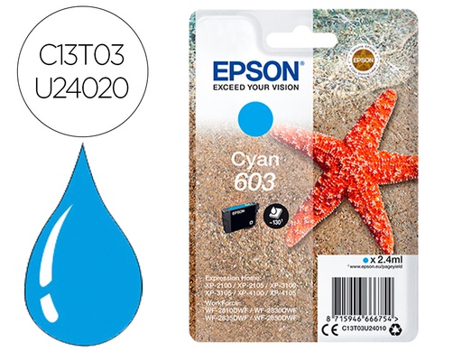 [C13T03U24020] INK-JET EPSON CIAN STD ESTRELLA DE MAR 1 603 RF / AM SINGLE