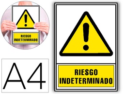 [6172-08 AM] PICTOGRAMA ARCHIVO 2000 RIESGO INDETERMINADO PVC AMARILLO LUMINISCENTE 210X297 MM