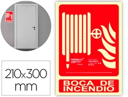 [6171-03H RJ] PICTOGRAMA ARCHIVO 2000 BOCA DE INCENDIO PVC ROJO LUMINISCENTE 210X300 MM