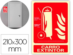 [6171-02H RJ] PICTOGRAMA ARCHIVO 2000 CARRO EXTINTOR PVC ROJO LUMINISCENTE 210X300 MM