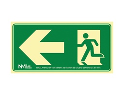 [6170-17H VE] PICTOGRAMA ARCHIVO 2000 SALIDA DE EMERGENCIA IZQUIERDA PVC VERDE LUMINISCENTE 160X320 MM