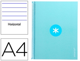 [KB35] CUADERNO ESPIRAL LIDERPAPEL A4 MICRO ANTARTIK TAPA FORRADA80H 90 GR HORIZONTAL 1 BANDA 4 TALADROS COLOR CELESTE