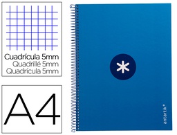 [KB27] CUADERNO ESPIRAL LIDERPAPEL A4 MICRO ANTARTIK TAPA FORRADA 80H 90 GR CUADRO 5MM 1 BANDA 4 TALADROS AZUL OSCURO