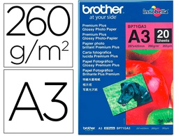 [BP71GA3] PAPEL FOTOGRAFICO BROTHER PREMIUM PLUS BRILLO DIN A3 260G/M2 INK-JET PACK DE 20 HOJAS