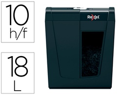 [2020124EU] DESTRUCTORA DE DOCUMENTOS REXEL SECURE X10 EU CAPACIDAD 10 HOJAS GRAPAS CLIPS TARJETAS Y CD 18 L