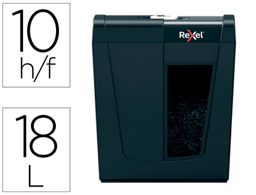 [2020124EU] DESTRUCTORA DE DOCUMENTOS REXEL SECURE X10 EU CAPACIDAD 10 HOJAS GRAPAS CLIPS TARJETAS Y CD 18 L