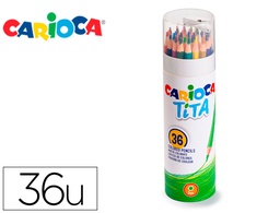 [43342] LAPICES DE COLORES CARIOCA TITA MINA 3 MM TUBO METAL 36 COLORES SURTIDOS + SACAPUNTAS