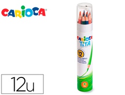 [43340] LAPICES DE COLORES CARIOCA TITA MINA 3 MM TUBO CARTON 12 COLORES SURTIDOS + SACAPUNTAS