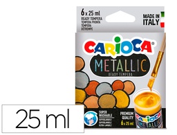 [KO026] TEMPERA ESCOLAR CARIOCA METALLIC BOTE 25 ML CAJA DE 6 COLORES SURTIDOS