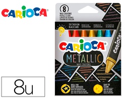 [43163] LAPICES DE CERA CARIOCA METALLIC TRIANGULAR CAJA DE 8 COLORES SURTIDOS