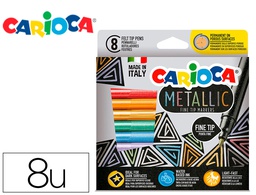 [43162] ROTULADOR CARIOCA METALLIC PUNTA FINA CAJA DE 8 COLORES SURTIDOS