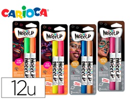 [52014] BARRA DE MAQUILLAJE CARIOCA MASK UP NEON / METALLIC CAJA DE 12 COLORES SURTIDOS