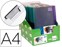 [DP18] CARPETA LIDERPAPEL DOSSIER PINZA LATERAL POLIPROPILENO DIN A4 30 HOJAS PACK DE 4 COLORES SURTIDOS