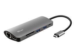 [23775] ADAPTADOR TRUST DALYX 7 EN 1 MULTIPUERTO USB-C / HDMI / 2X USB-A / NETWORK / MICRO / MICRO SD / ETHERNET