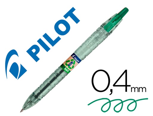 [NEBV] BOLIGRAFO PILOT ECOBALL PLASTICO RECICLADO TINTA ACEITE PUNTA DE BOLA 1 MM COLOR VERDE