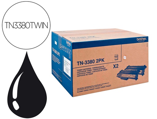 [TN3380TWIN] TONER BROTHER HL5440D / 5450DN / 5470DW 16000 PAG 2 PACK NEGRO